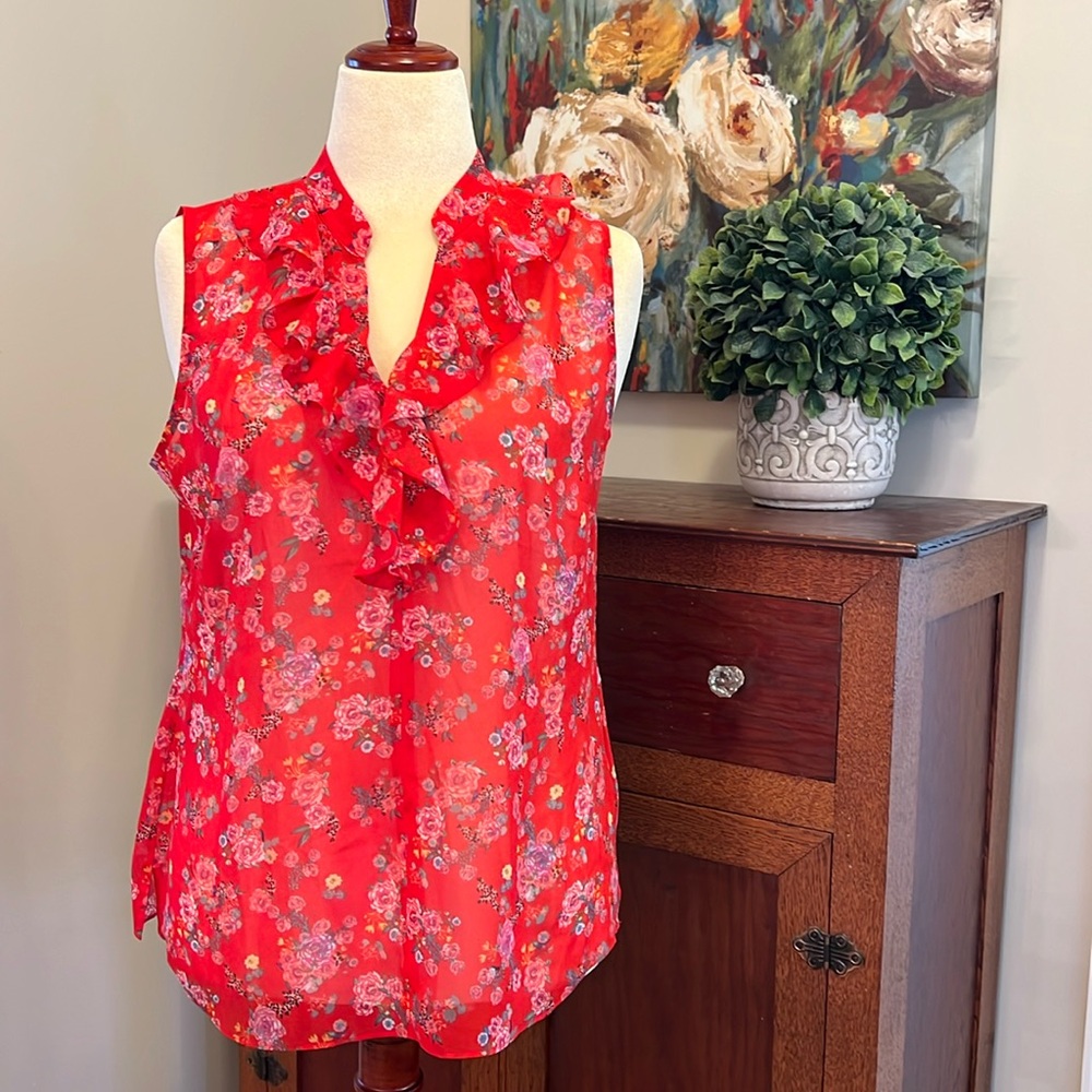 CAbi Crush Ruffle Top Size M
